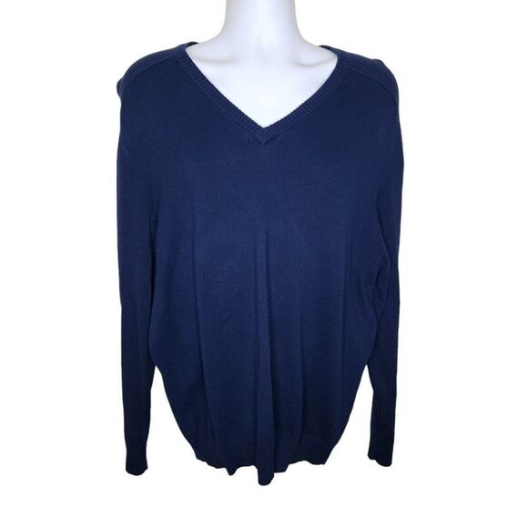 Jack Nicklaus Long Sleeve Vneck Sweater Mens Size L Navy Blue Golden Bear - Picture 1 of 6